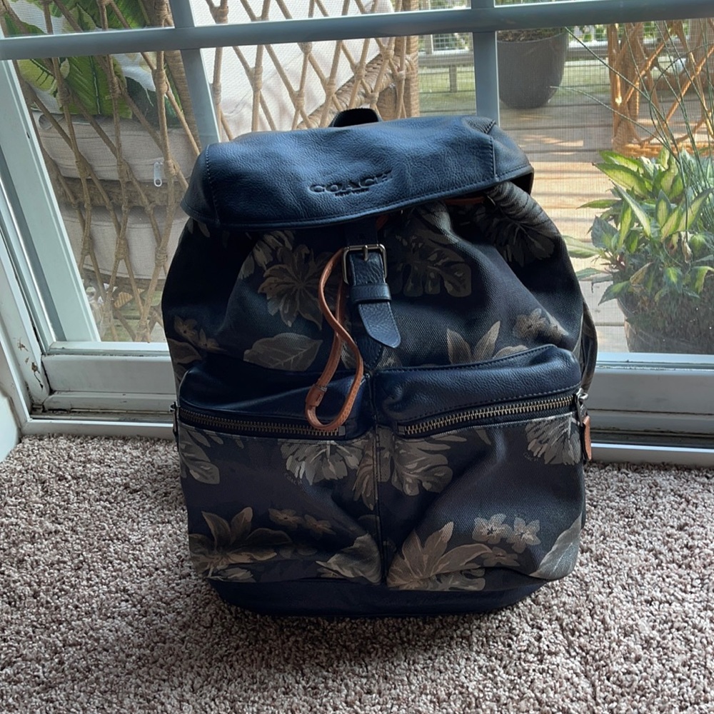 Coach Leather Banana Leaf Backpack